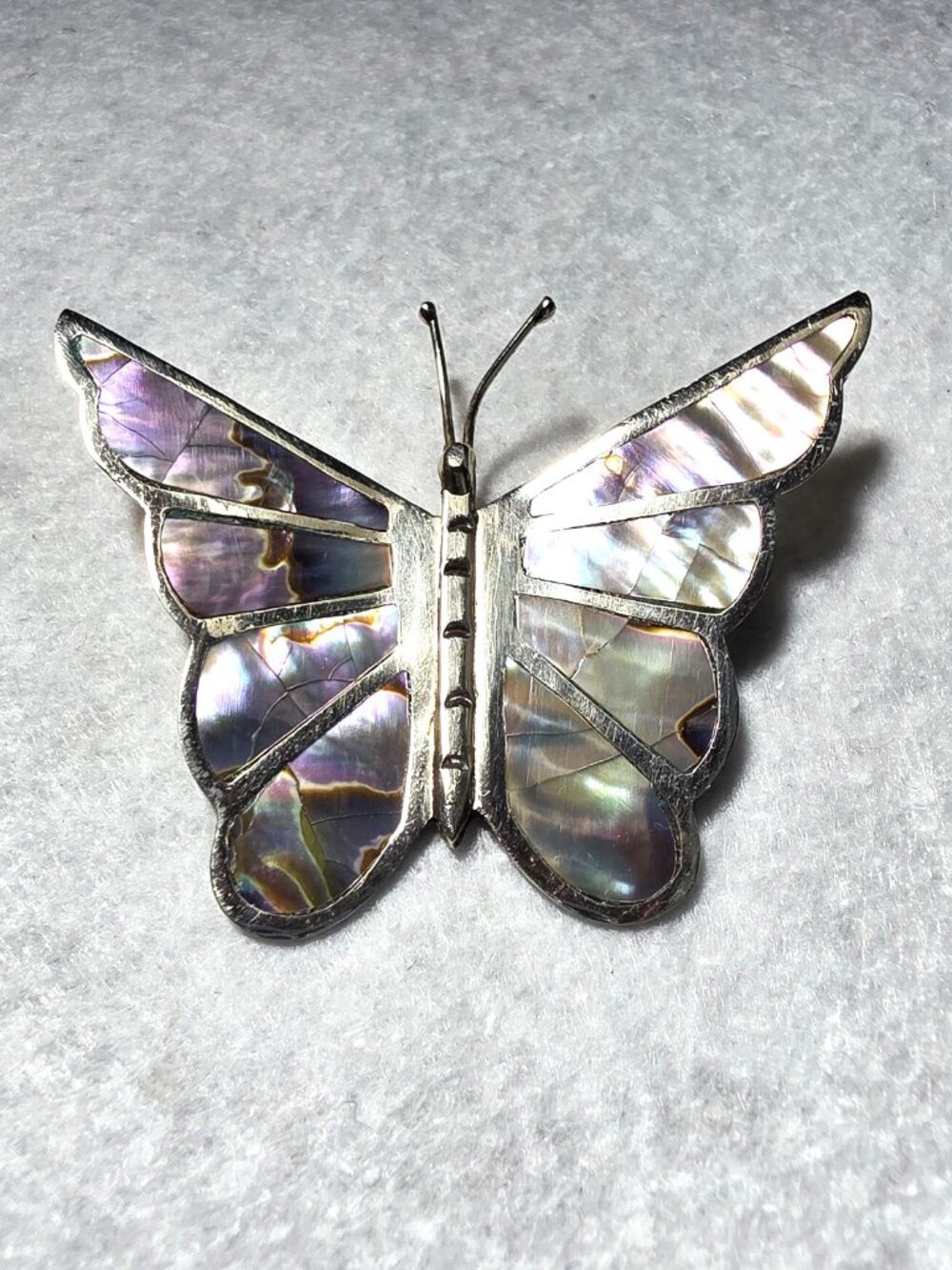 Vintage Mechoen Mexico Abalone Inlaid Butterfly Brooch